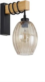 Brilagi - Nástenné svietidlo WOOD GLASS 1xE27/60W/230V borovica/čierna/dymovo béžová