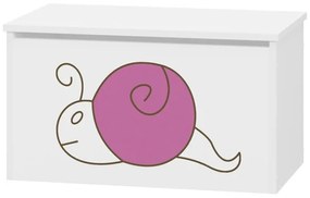 Raj posteli Box na hračky - gravírovaný ružový slimák biela