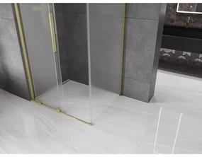 Mexen Velar, sprchový kút s posuvnými dverami 130 x 100 cm, 8mm sklo námraza, zlatá matná, 871-130-100-31-55