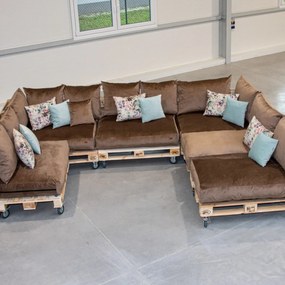 Golden Garden Paletové sedenie GG91/1 - Podsedáky a Vankúše "FIT IN" 120cm x 80cm x 15cm - penový granulát - capuccino