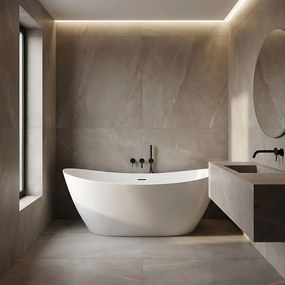 Rea FERRANO Slim, voľne stojaca vaňa 1600×800×720 mm, biela, medená matná krytka odtoku, KPL-W8081