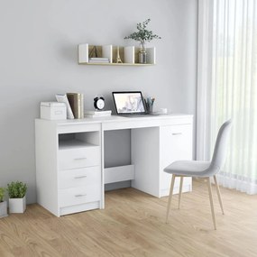 Písací stôl, biely 140x50x76 cm, drevotrieska