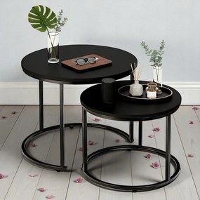 Dekorstudio Set 2ks čiernych kávových stolíkov LOFT DUO 60/40cm