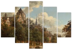 Obraz - Jan van der Heyden, View Down a Dutch Canal, reprodukcia (150x105 cm)
