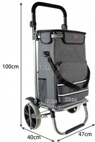 Gardlov 23187 Nákupná taška na kolieskach 40 l, šedá