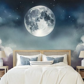 Fototapeta nočná obloha s mesiacom a mrakmi