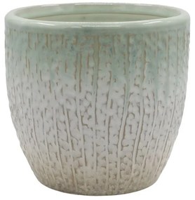 Béžovo-tyrkysový obal na kvetináč so vzorom Fayence - Ø 16*15 cm