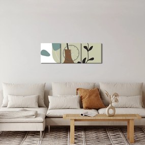 Obraz - Kvety vo váze N⁰2 (s hodinami) (90x30 cm)