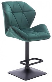 LuxuryForm Barová stolička MILANO MAX VELUR na čiernej hranatej podstave - zelená