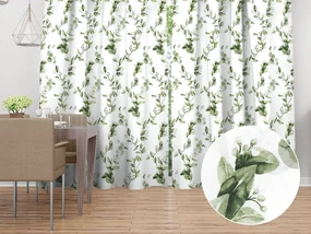 Biante Bavlnený záves Sandra SA-422 Zelené listy na bielom 140x180 cm