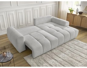 Svetlosivá rozkladacia/s úložným priestorom rohová pohovka z textílie buklé (pravý roh/s leňoškou) Roxelane – Bobochic Paris
