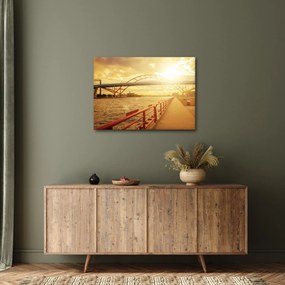 Obraz mosta pri západe slnka (70x50 cm)