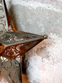 Chic Antique Závesný kovový svietnik Star Antique Brass 28,5 cm