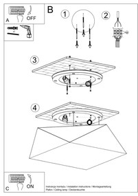 Stropné svietidlo Hexa, 1x biele plastové tienidlo, (biely plast), (35 cm)