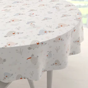 Biante Detský bavlnený okrúhly obrus Sandra SA-614 Veselé vtáčiky na bielom Ø 50 cm