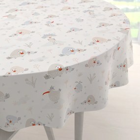 Biante Detský bavlnený okrúhly obrus Sandra SA-614 Veselé vtáčiky na bielom Ø 70 cm