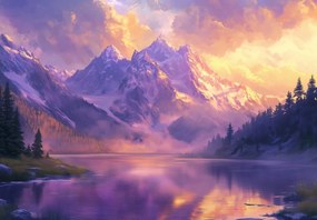 Fototapeta - Magický východ slnka v horách (147x102 cm)