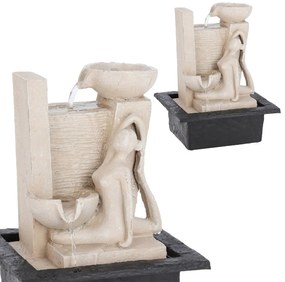Záhradná fontána s osvetlením Yogi1, 21,5x18x28,5 cm, polistone, béžová