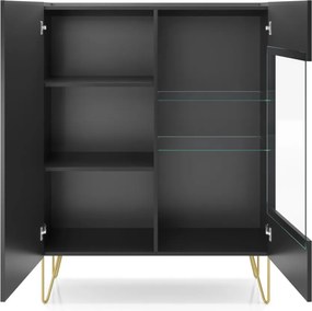 Vitrína Harmony, čierna/čierny mramor