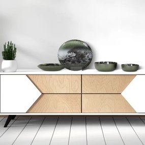 Dekoračný tanier SABA 02 zelený / oceľový