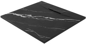Rea Bazalt Carrara, SMC sprchová vanička 90x90, čierna-kamenný vzor, REA-K7003