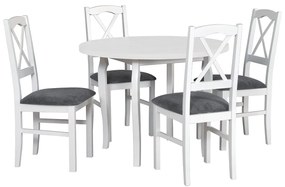 Okrúhly stôl so 4 stoličkami - AL55, Morenie: biela, Poťahové látky: 26x - Kronos 22