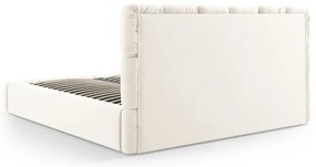 Krémová zamatová čalúnená dvojlôžková posteľ s úložným priestorom s roštom 200x200 cm Bellis – Micadoni
