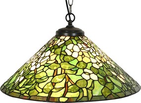 Závesné zelené svietidlo Tiffany Tremblay - Ø 50x135 cm E27/max 1x60W