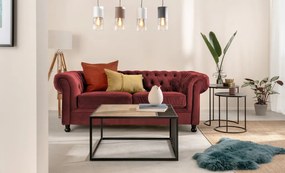 Pohovka Chesterfield, červená látka