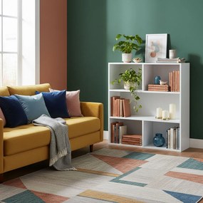 ModernHome Moderná stojaca knižnica do obývačky a spálne 3 úrovne biela ModernHome