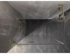 Mexen Lunar, L Duo výklopný sprchový kút 115 x 110 cm, 8mm číre sklo, zlatý matný profil, 834L-115L-110P-55-00