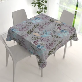 Biante Bavlnený štvorcový obrus Sandra SA-621 Jesenné vetvičky na modrosivom 80x80 cm