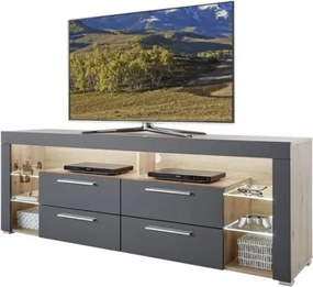 TV stolík Goal, dub/šedý, s osvetlením%
