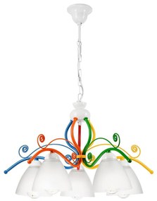 Luster na reťazi RETRO 5xE27/60W/230V biela/pestrofarebná
