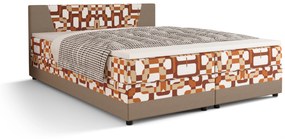 Manželská posteľ  Boxspring 180 cm Linda Comfort (vzor + svetlohnedá) (s matracom a úložným priestorom). Vlastná spoľahlivá doprava až k Vám domov. 1056057