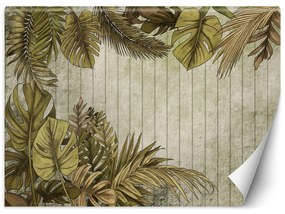 Gario Fototapeta Tropické listy na pozadí z dosiek Materiál: Vliesová, Rozmery: 200 x 140 cm