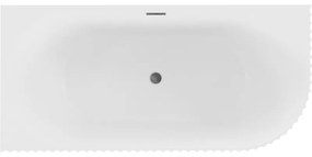 Mexen Gia, voľne stojaca rohová vaňa, drážkovaná, ľavá, 150 x 75 cm, biela matná, brúsený grafit, 52701507501L-66