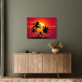 Sklenený obraz siluety ostrova s palmami (70x50 cm)