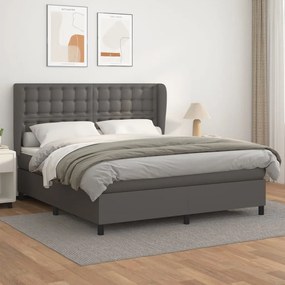 Boxspring posteľ s matracom sivá 160x200 cm umelá koža 3129043