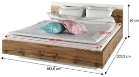 Tempo Kondela Spálňový komplet (posteľ 160x200 cm), dub wotan/biela, GABRIELA NEW