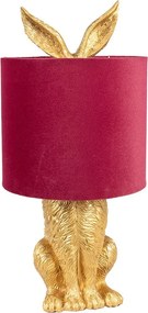 Zlatá stolná lampa králik s červeným tienidlom Rabbi - Ø 20*43 cm