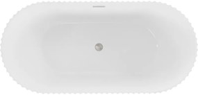 Mexen Paola, voľne stojaca vaňa, drážkovaná, 170 x 80 cm, biela lesklá, brúsená oceľ, 52721708000-97
