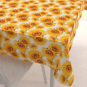 Biante Dekoračný obdĺžnikový obrus PML-102 Slnečnice na bielom 140x180 cm