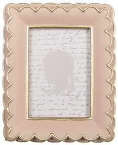 Ružový fotorámik so zlatými vlnkami - 10*2*13 cm / 6*9 cm