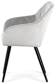 Sada dvoch jedálenských stoličiek VELTO zamatové, sivé / čierne nohy (2 ks)