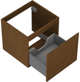 Mexen Rivel, kúpeľňová skrinka 50 cm, 1 zásuvka, drážkovaná, orech, 91A20-05047-1-BF86