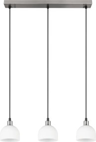 Závesné stropné osvetlenie Molly, matný nikel/biele sklo