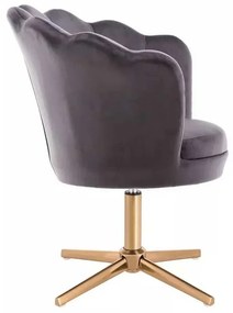 LuxuryForm DESIGN Kreslo FREY VELUR na zlatom kríži - tmavo šedé
