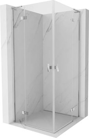 Mexen Mist-H L Duo, 2-krídlový sprchový kút 75 x 75 cm, číre sklo, chrómový profil, 8A5L-075L-075P-01-00