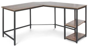 MIADOMODO Písací stôl 138 x 138 x 76 cm, hnedá/čierna